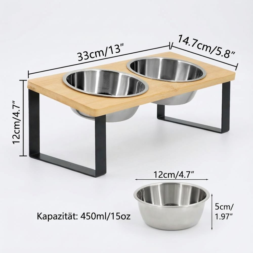 ErgoWood Katzennapf | Erhöht & 15° geneigt