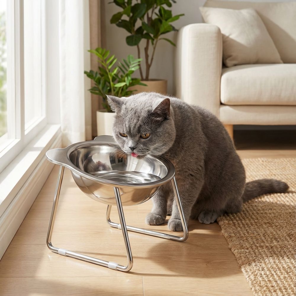 SteelLift | Erhöhter Katzennapf aus Edelstahl