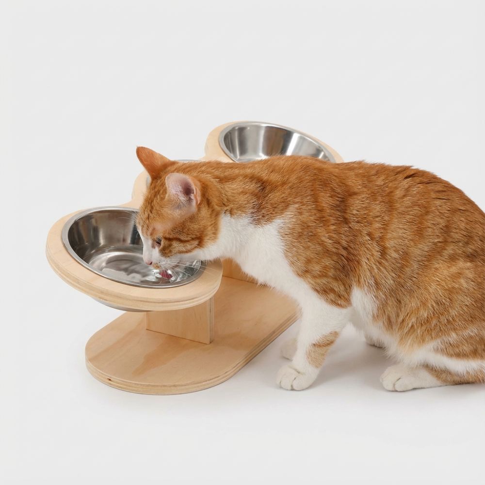 TriBowl Holz | Erhöhter Katzennapf 3-in-1