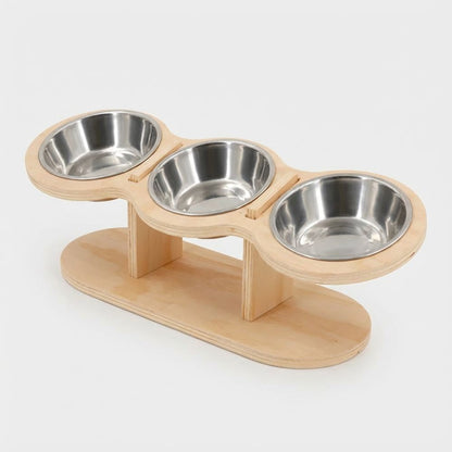 TriBowl Holz | Erhöhter Katzennapf 3-in-1