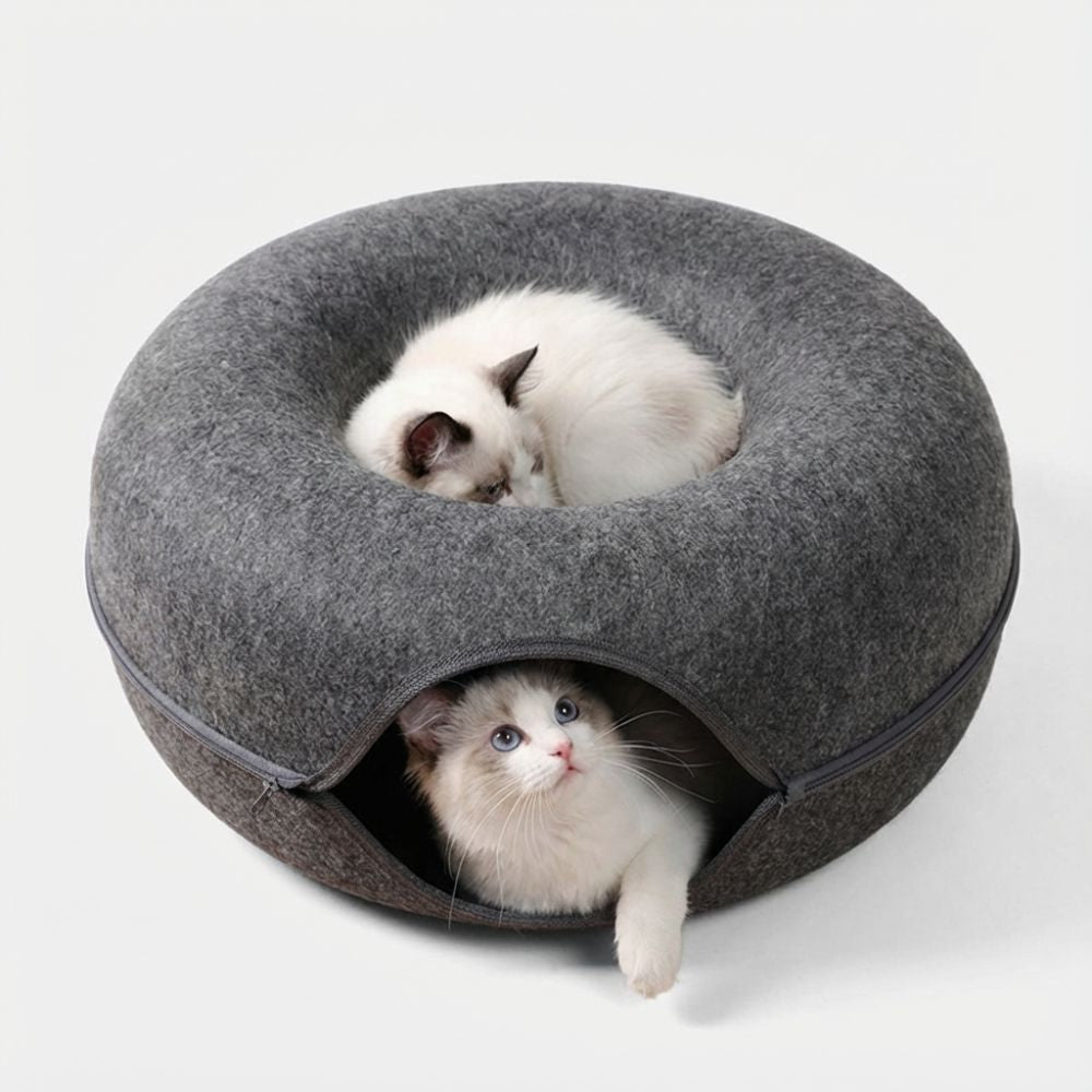 DonutBett | 2-in-1 Filz Katzenbett & Kuschelhöhle