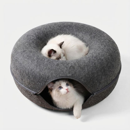 DonutBett | 2-in-1 Filz Katzenbett & Kuschelhöhle