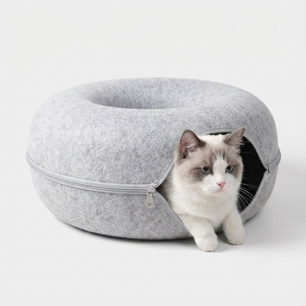 DonutBett | 2-in-1 Filz Katzenbett & Kuschelhöhle
